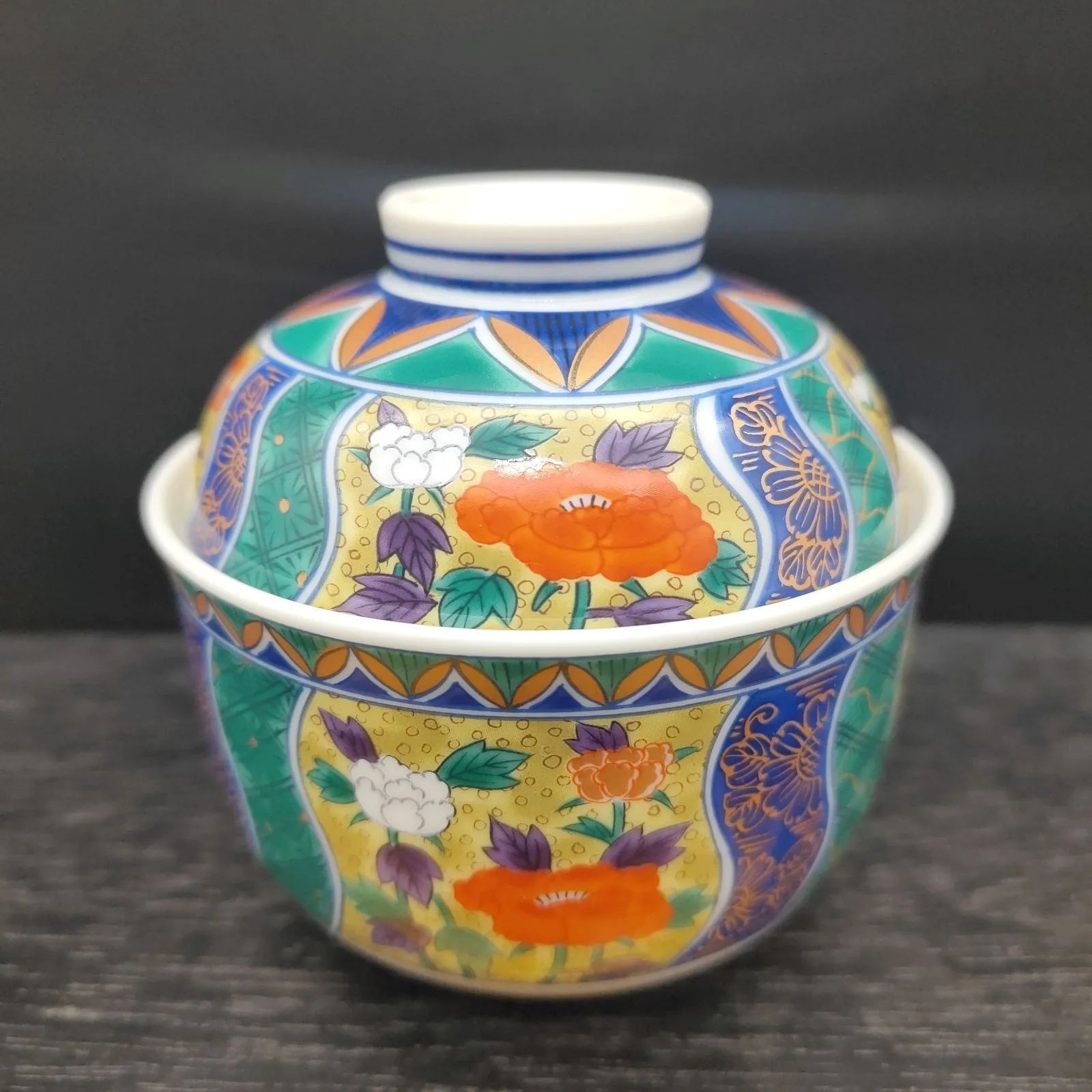 美濃焼 南山窯 御碗揃 3客 山茶花 牡丹 花祥瑞 小丼 蒸し碗 煮物碗