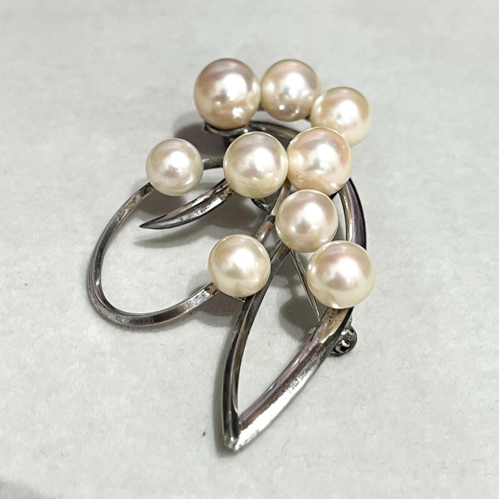 ミキモト アコヤパール シルバーブローチ パール9粒 / MIKIMOTO アコヤ