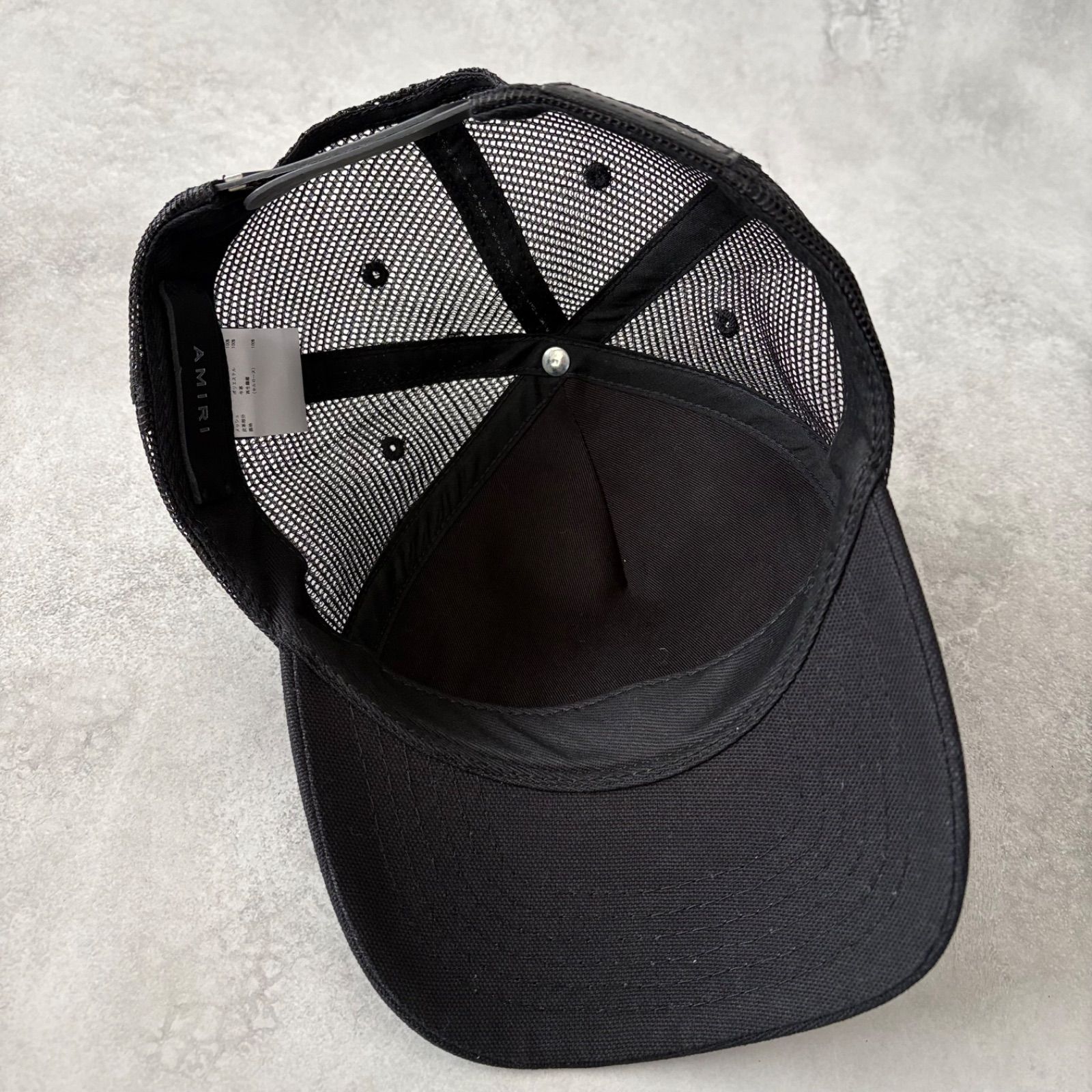 あ*び様 AMIRI ブラック キャップ メッシュバック 極美品 AMIRI アミリ メッシュキャップ スナップバック ブラック 黒