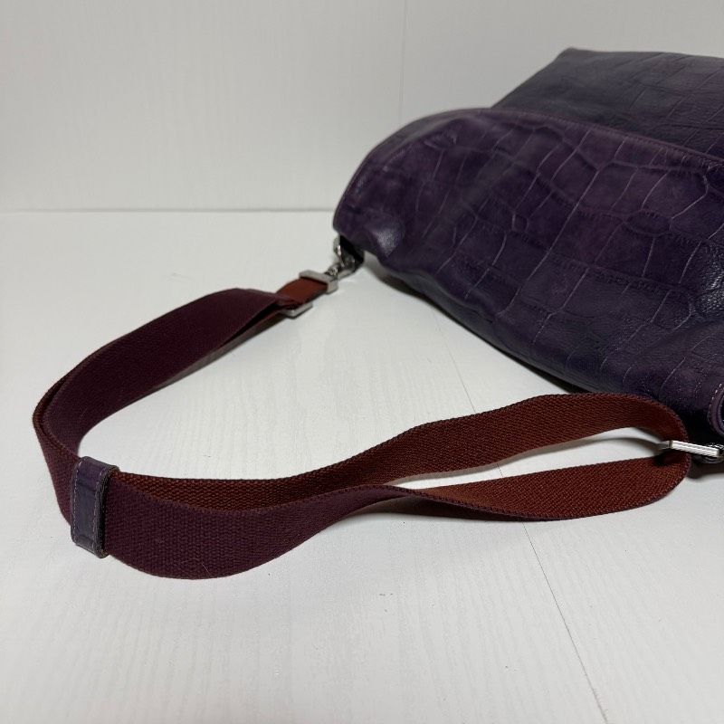 aniary アニアリ クロコ型押し レザー フラップショルダーバッグ