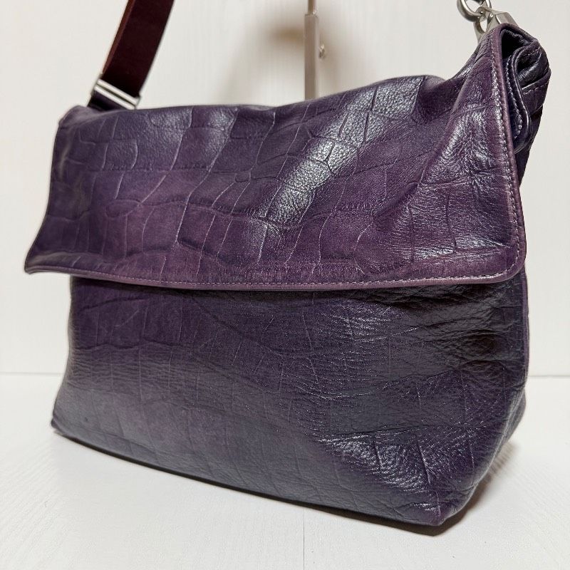 aniary アニアリ クロコ型押し レザー フラップショルダーバッグ