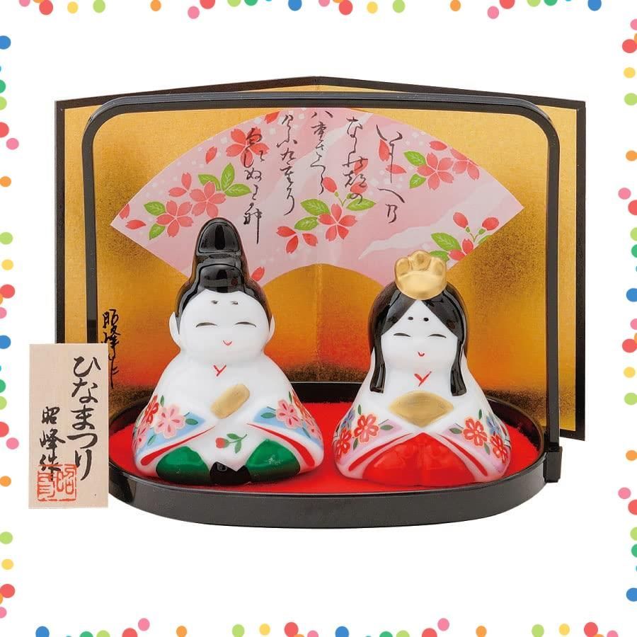 特価商品】錦彩内裏雛白磁 陶器 セット 置物 コンパクト 置き物 雛人形