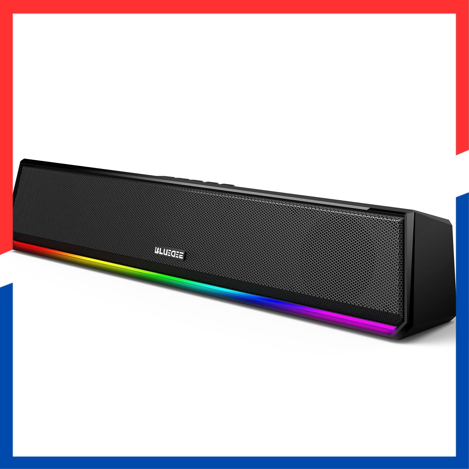 商品 Bluedee PCスピーカー Bluetooth 5 3 ゲーミングサウンドバー RGBライト搭載 小型 USB Type C給電 有線接続 デスクトップ ノートパソコン タブレット対応 Plug＆Play