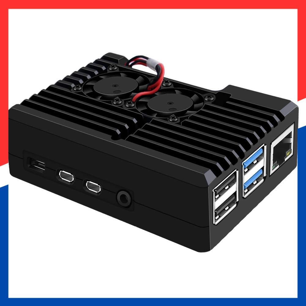 【数量限定】Pi 4パッシブアルミニウム合金ケース（冷却ファン付き）Raspberry Pi 4アーマーケース（デュアルファン付き）Raspberry 4 Model RaspberryPi B 8gb/ 4gb GeeekPi / 2gbに適しています