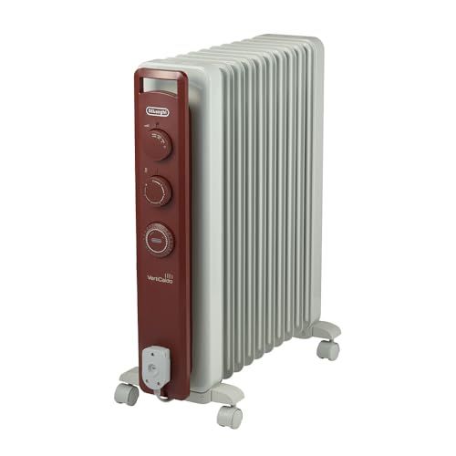 De Longhi デロンギ オイルヒーター ヴェルティカルド BR 電気ヒーター ゼロ風暖房 静音 乾燥しにくい 表面温度約80℃ 燃料補充不要 安全プラグ 10 13畳 ホワイト ブラウン デロン 548038 b 3