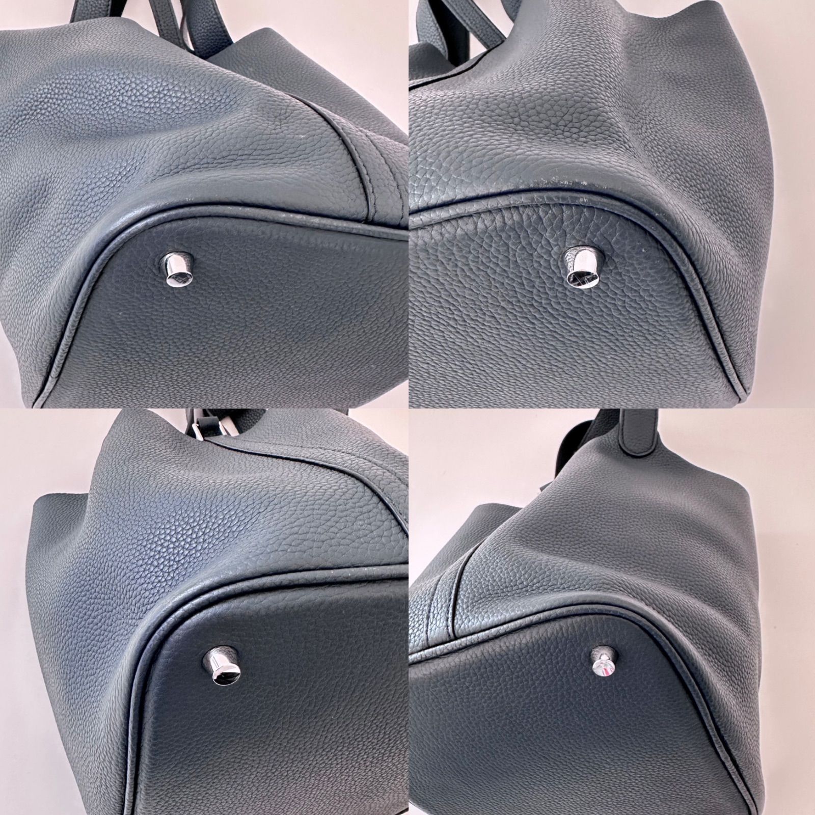 aki&... 4U楽天 プレミアム 本革 キューブバッグ MM ネイビー 定価 