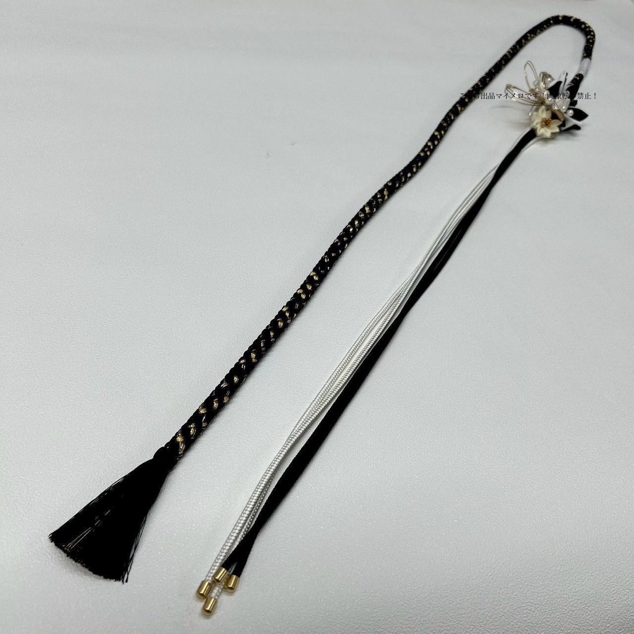 帯締め 高級 振袖 水引き つまみ細工 ブラック 日本製 上品ブラック