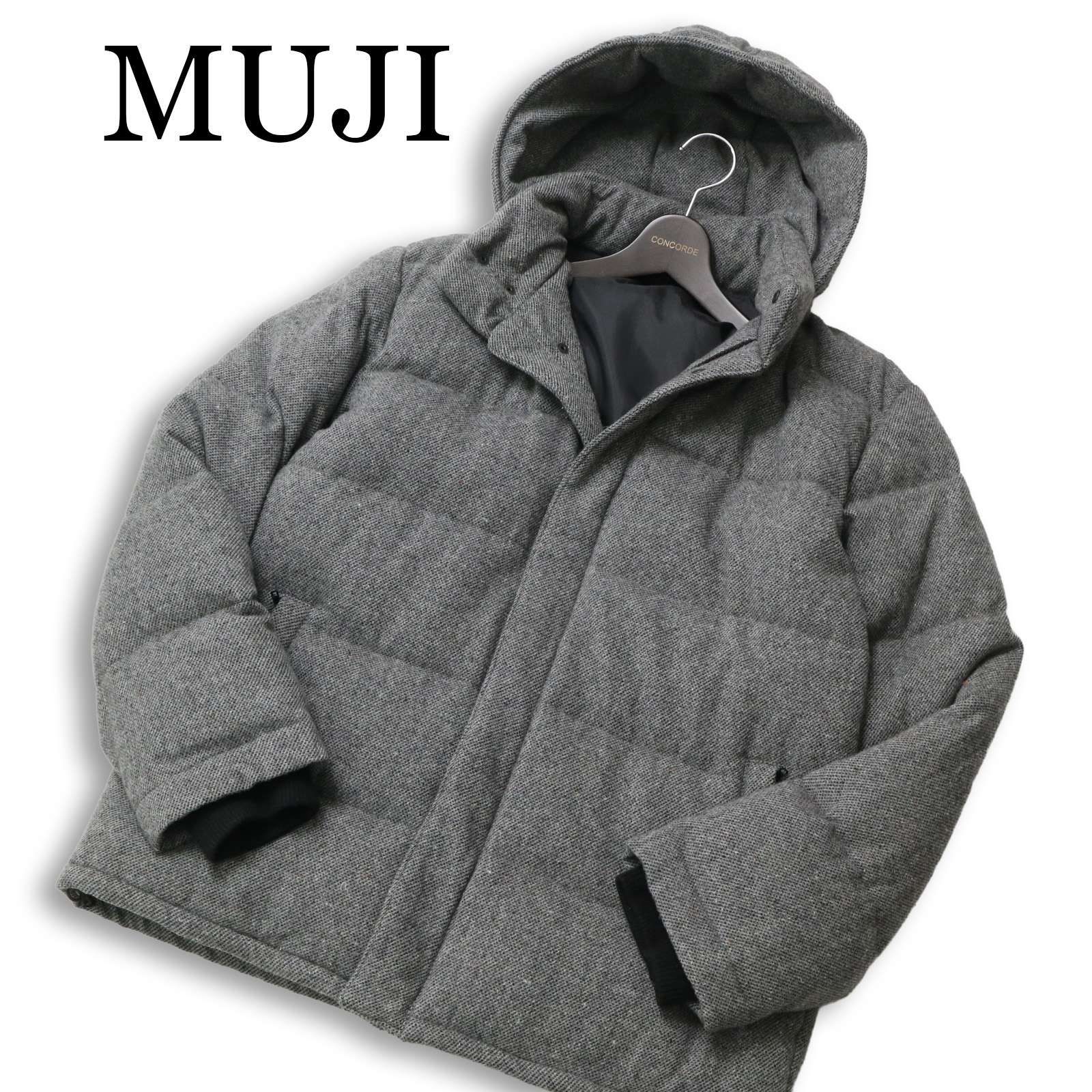 美品】MUJI 無印良品 秋冬☆ ウール ツイード ネップ フーディー 