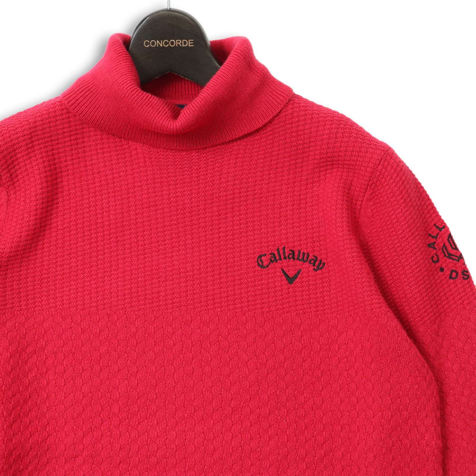 Callaway キャロウェイ ゴルフ 秋冬 ウール混☆ ロゴ刺繍 カノコ編み