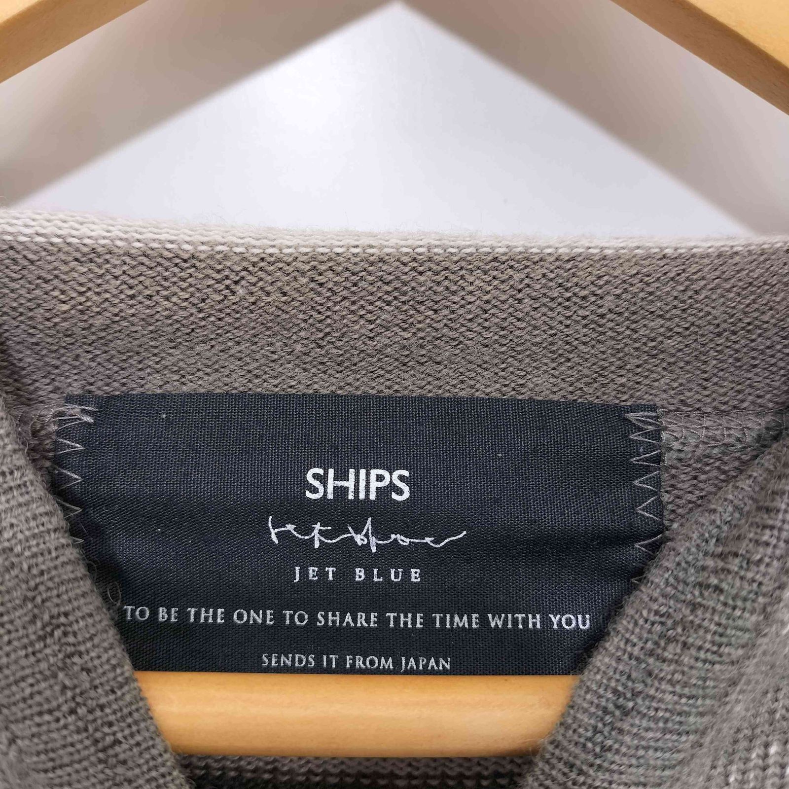 シップスジェットブルー SHIPS JET BLUE 00s Y2K ダブルジップ ボーダー ウールニットパーカー メンズ JPN：L 