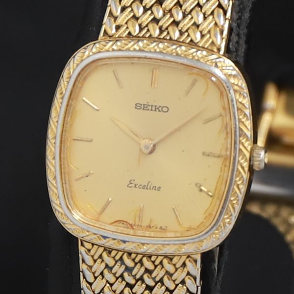 QZ セイコー エクセリーヌ 4N20-5160 ゴールド文字盤 レディース腕時計