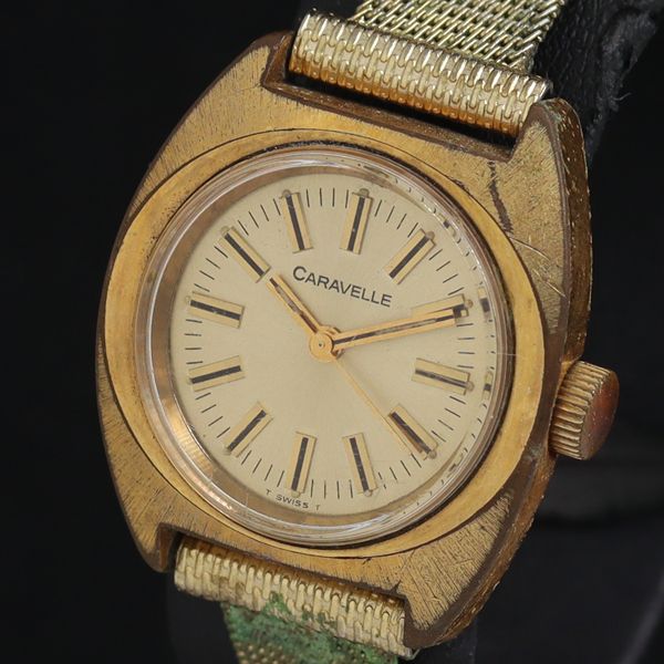 キャラベル N4 手巻き ゴールド文字盤 メンズ/レディース腕時計 HSN