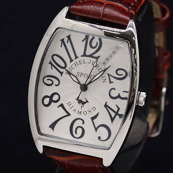 箱付 ミッシェル・ジョルダン SG-1000A QZ ホワイト文字盤 メンズ