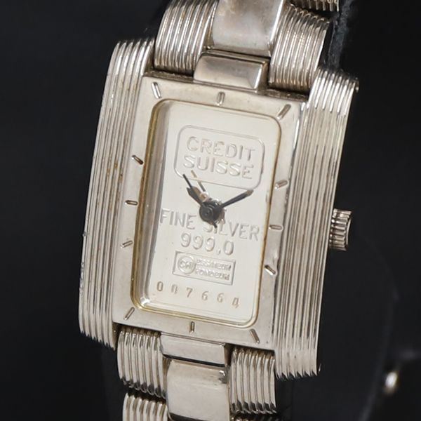 QZ インゴットウォッチ CREDIT SUISSE シルバ―文字盤 レディース腕時計