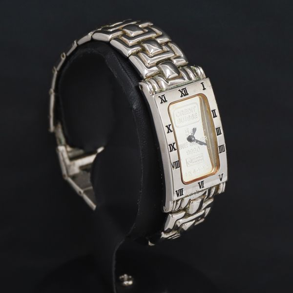 QZ インゴットウォッチ CREDIT SUISSE シルバ―文字盤 レディース腕時計