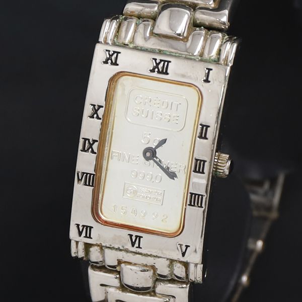 QZ インゴットウォッチ CREDIT SUISSE シルバ―文字盤 レディース腕時計