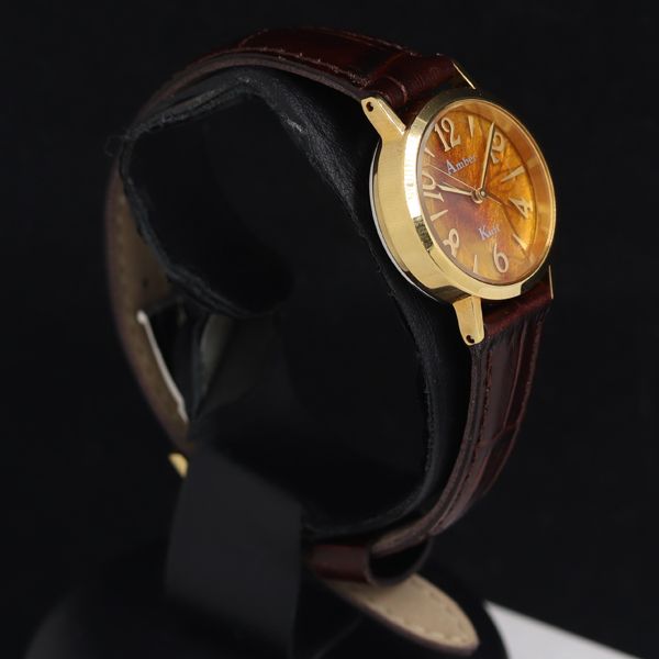 アンバー 久慈琥珀 2033-T010326 QZ ブラウン系文字盤 レディース