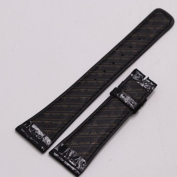 良品 セイコー クレドール 純正ベルト レザー ブラックカラー 20mm用