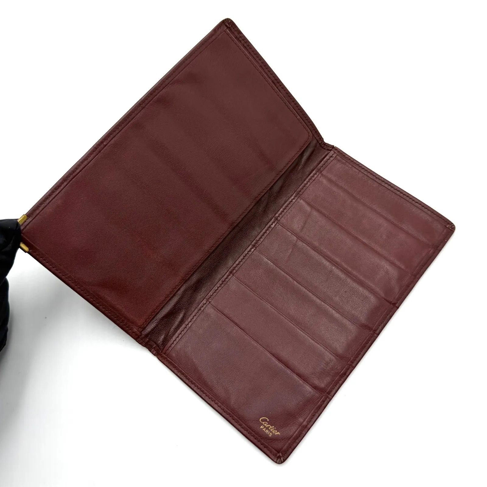 カルティエ Cartier マストライン 長財布 お札入れ ボルドー 角