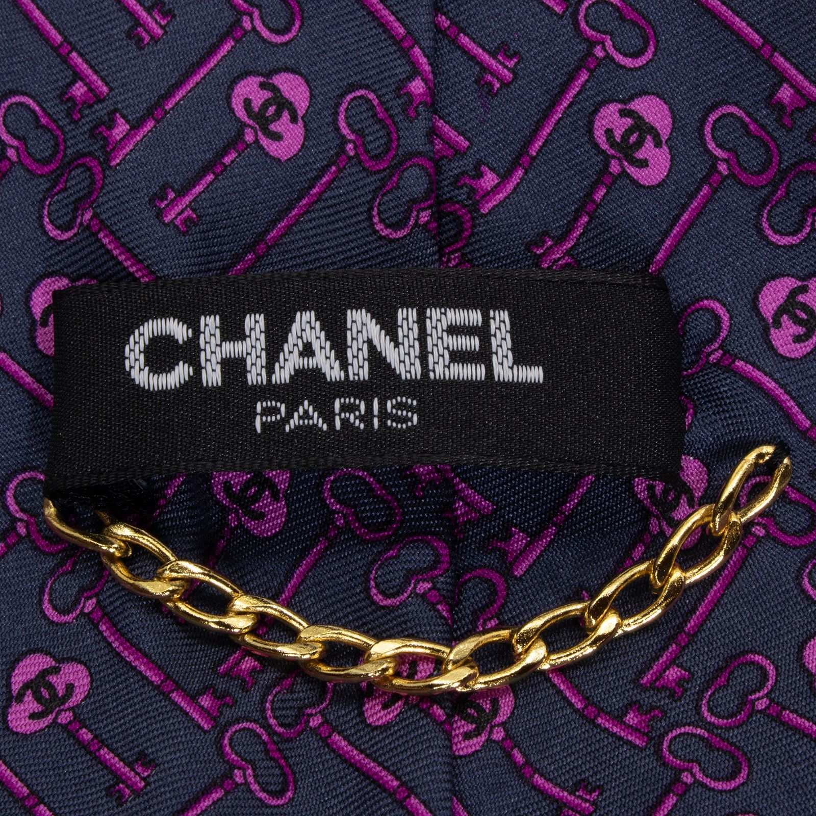 新品同様 送料無料 シャネル ネクタイ ワイドタイ プリントタイ メンズ