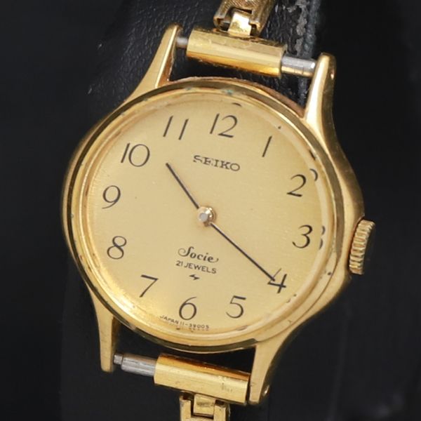 手巻き セイコー Socie 21石 11-8220 ゴールド文字盤 レディース腕時計