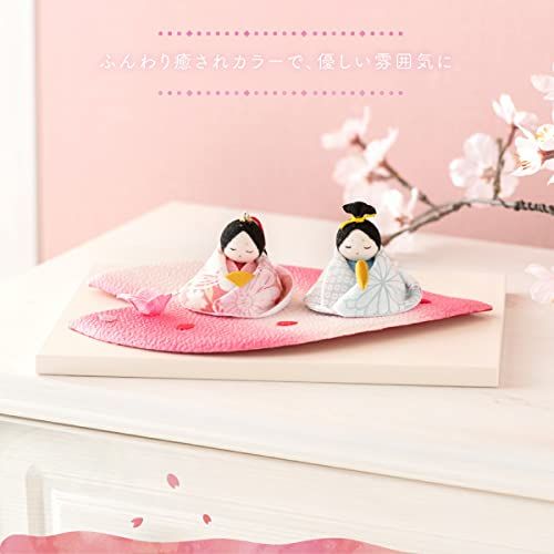 FUN 雛人形 ひな人形 ミニ コンパクト ちりめん 花びら雛 アイボリー台座 名前木札 別送 つき 紅赤Se 1 b cfec 4