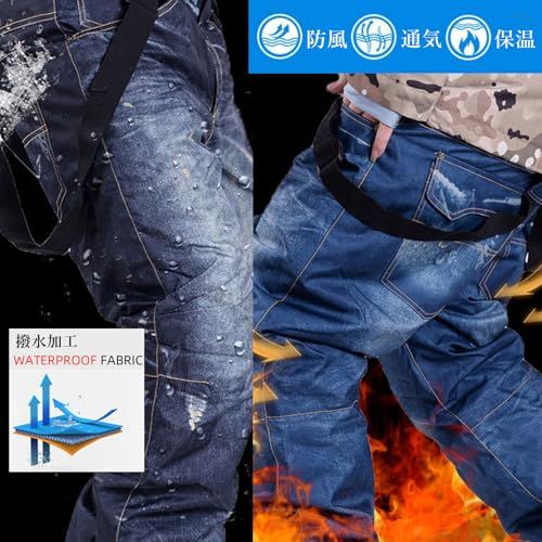 ANONIE スノーボードウェア メンズ スノーボードパンツ スキーウェア デニム風 スキーパンツ スノーパンツ 撥水 保温 スノーボード ウェア スポーツ サロペット ボトムス 大きいサイズe a 84 e 15 fa