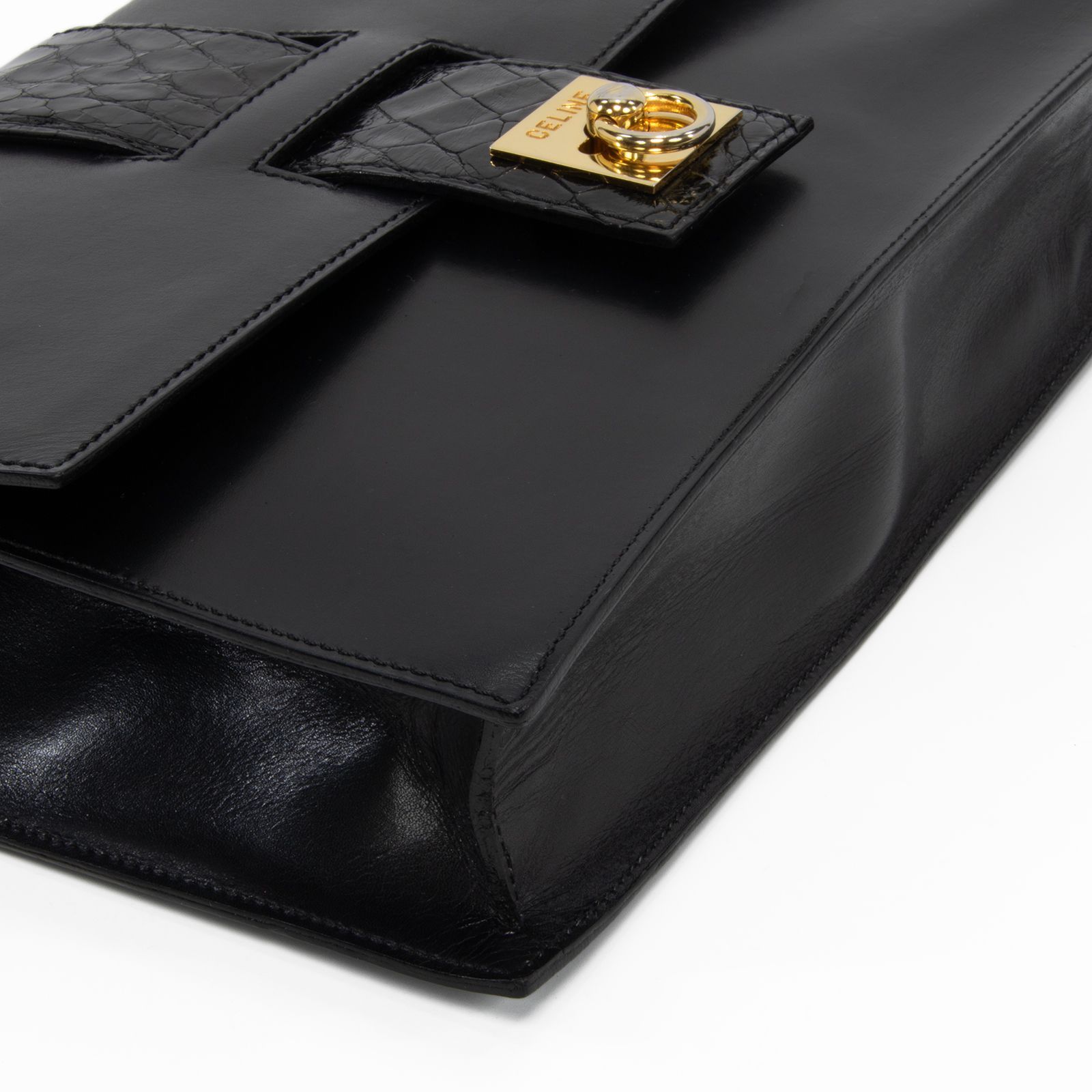 本物 オールドセリーヌ ショルダーバッグ レディース クロコ型押し 赤