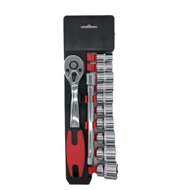 【DIYに最適】ラチェットレンチセット 12点組 3/8インチ 6ポイントソケット 工具キット 家庭用 車 バイク 修理 メンテナンス クロムバナジウム製 10-22mm