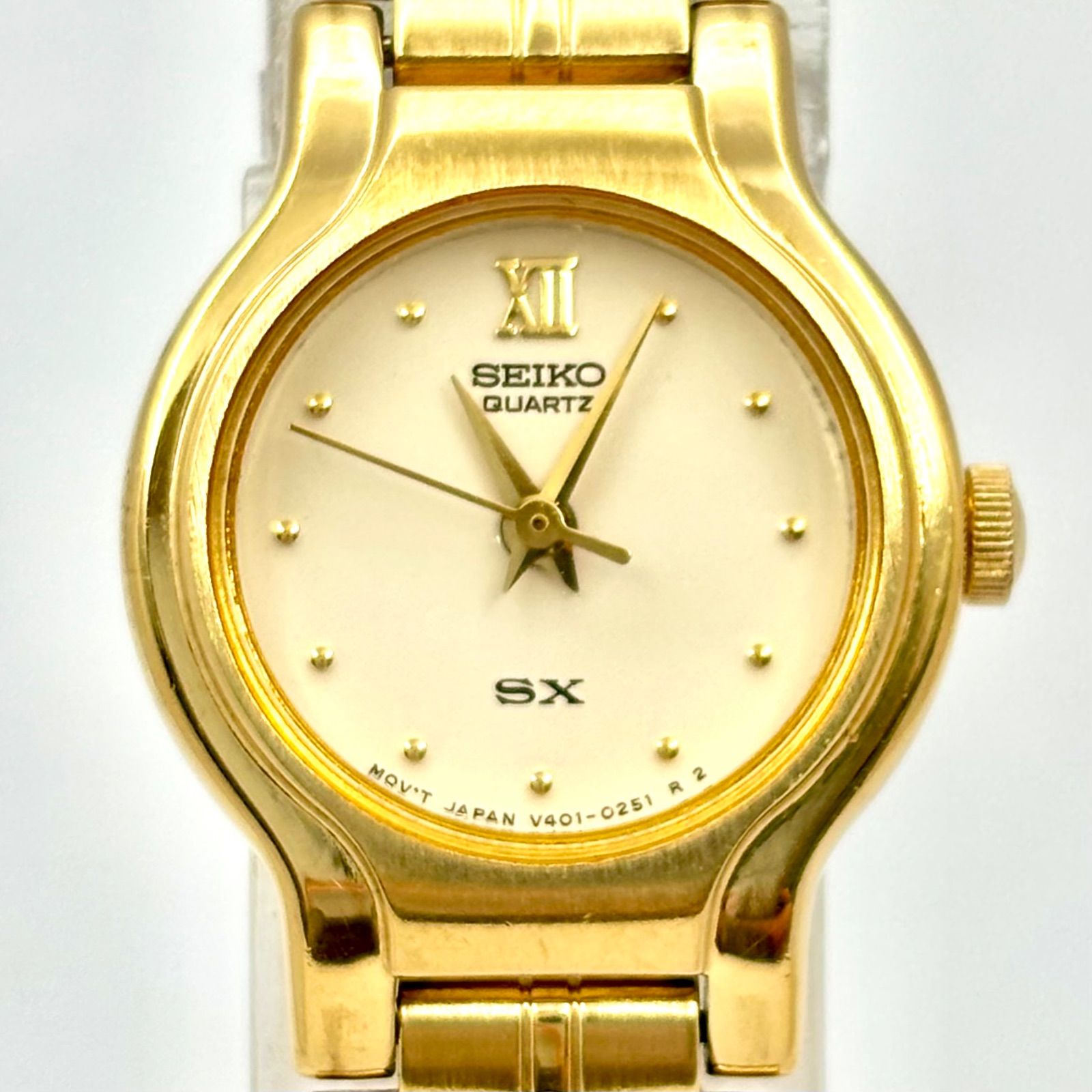 美品/新品電池】SEIKO セイコー SX レディース 腕時計 ゴールド V401