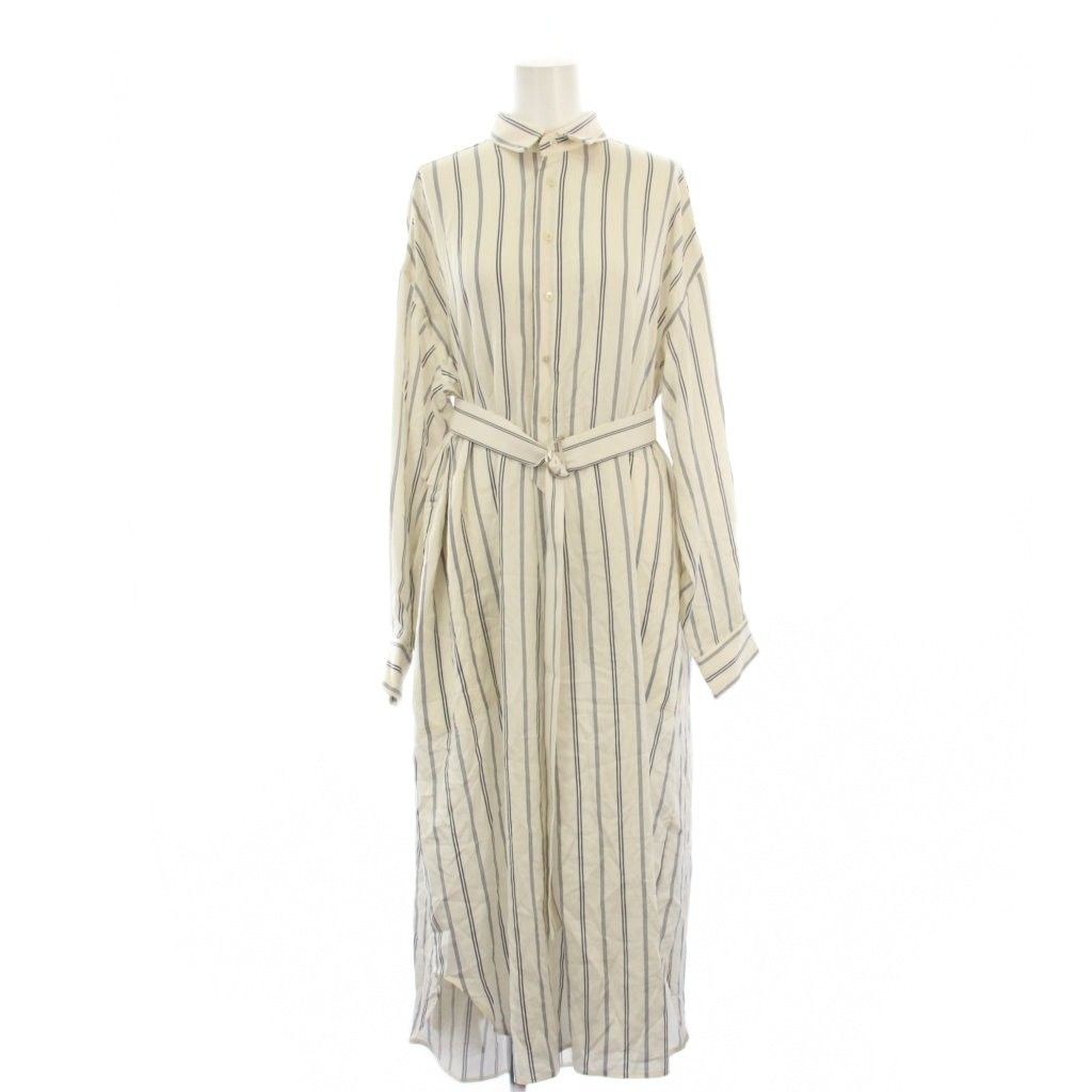 ブラミンク BLAMINK シャツワンピース 長袖 ロング ストライプ 36 白