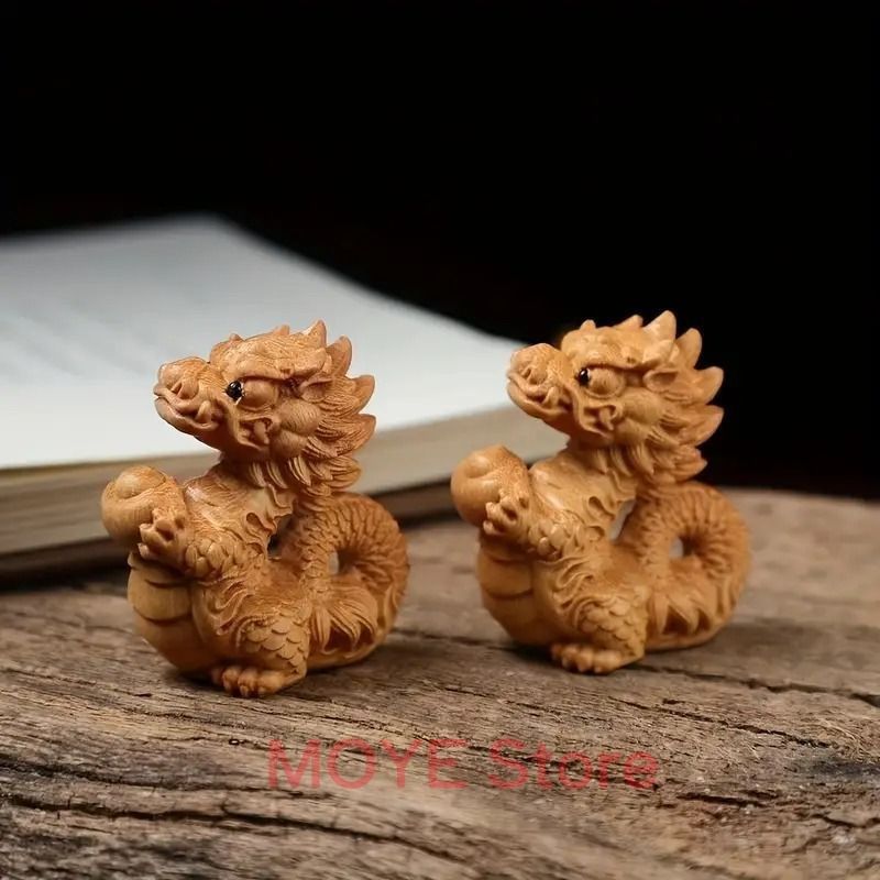 ドラゴン 龍 神龍 置物 オブジェ 木製 木彫 卓上置物 黄金 風水 仏像