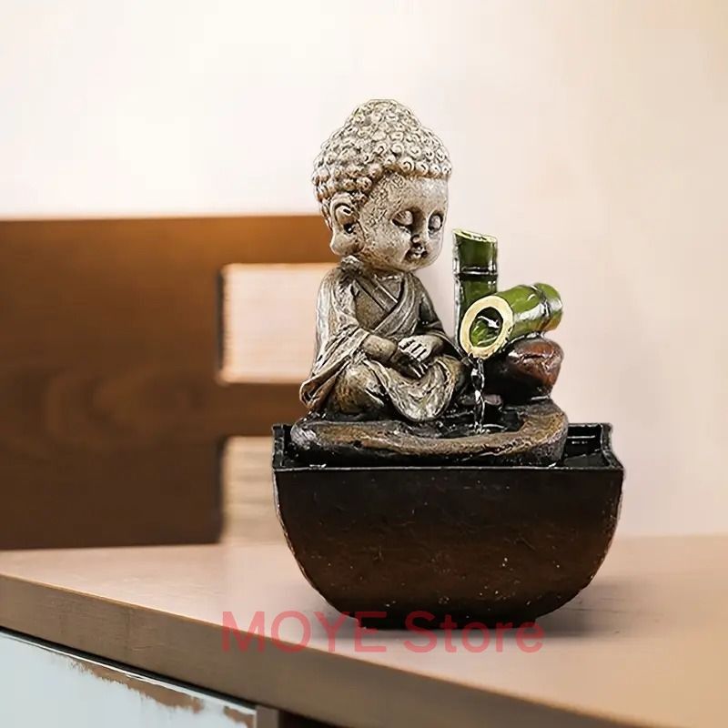 仏像 噴水 竹 置物 オブジェ 仏教 精密彫刻 縁起物 風水 崇拝 彫刻