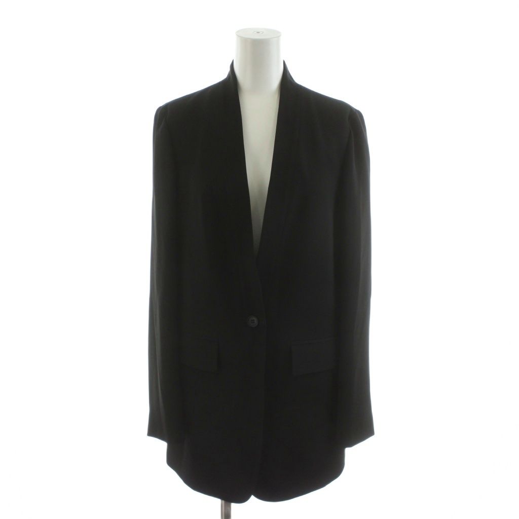 【theory】Synthetic Crepe Fluid Jacket 黒 セオリー Theory SYNTHETIC.CREPE FLUID JACKET ノーカラージャケット