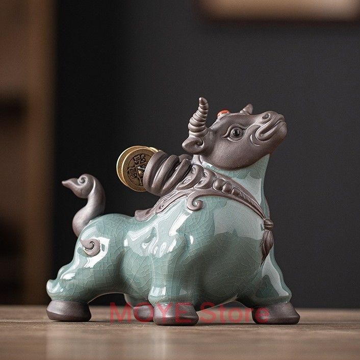 牛 うし ブルー 青 置物 オブジェ 縁起物 干支 干支飾り 運勢アップ