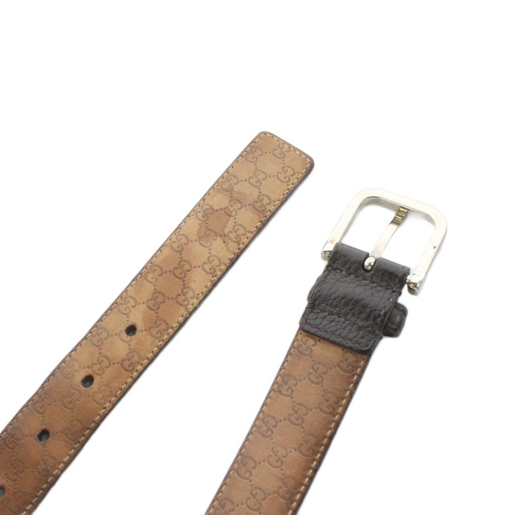 グッチ GUCCI GGモノグラム ベルト ハトメ レザー 85・34 茶 ブラウン