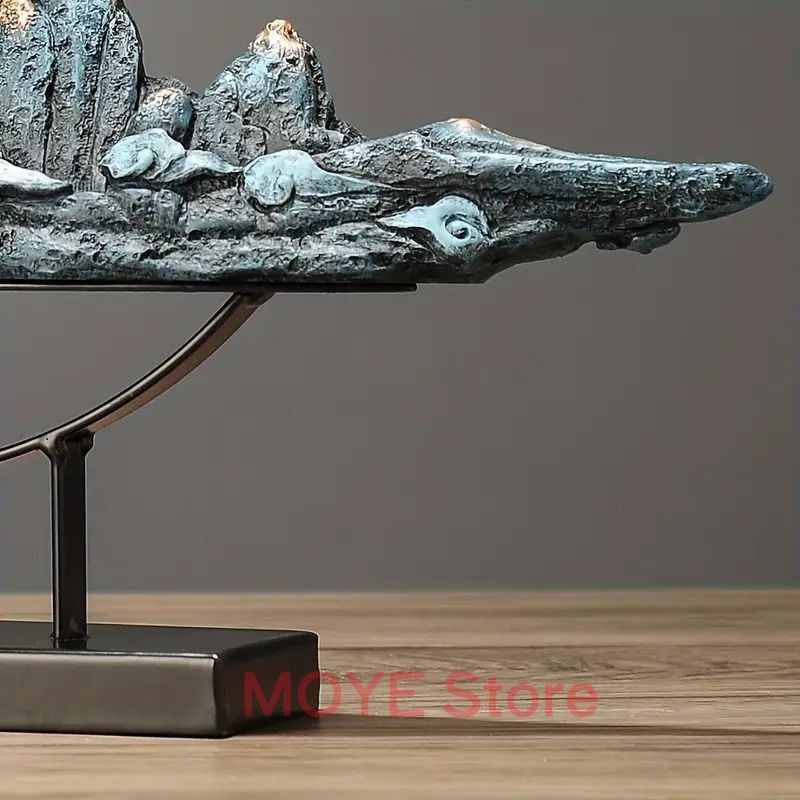 山 招財 置物 ブルー 金 ゴールド オブジェ 厄除け 縁起物 健康運 仕事