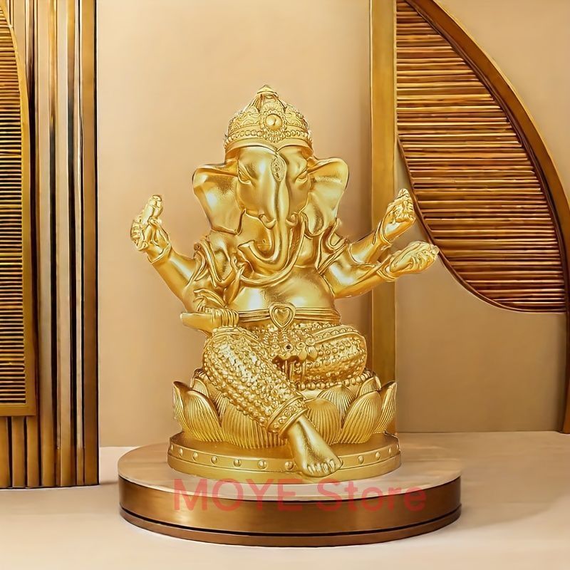 ガネーシャ 像 オブジェ 置物 黄金 インド 神話 商売繁盛 金運 財運 学