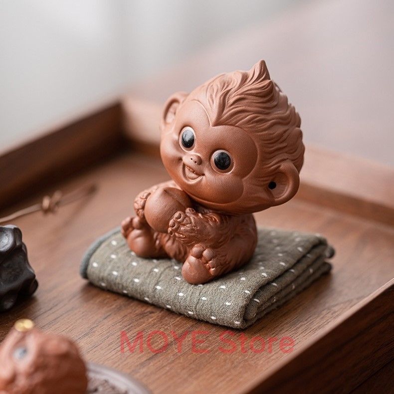 猿 サル 招財 紫砂 置物 オブジェ 幸運 長寿 縁起物 魔除け 厄除 開運