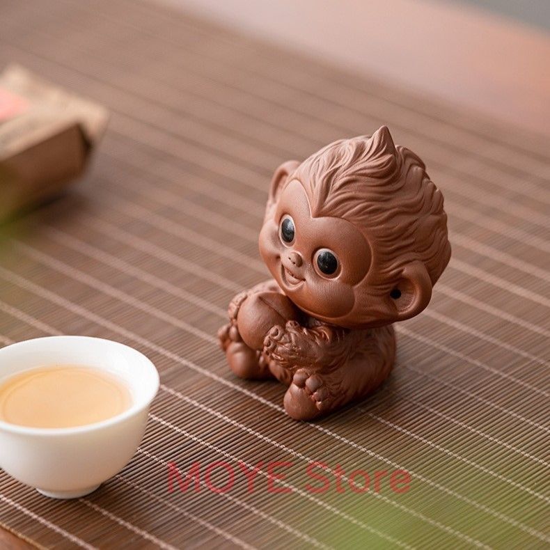 猿 サル 招財 紫砂 置物 オブジェ 幸運 長寿 縁起物 魔除け 厄除 開運