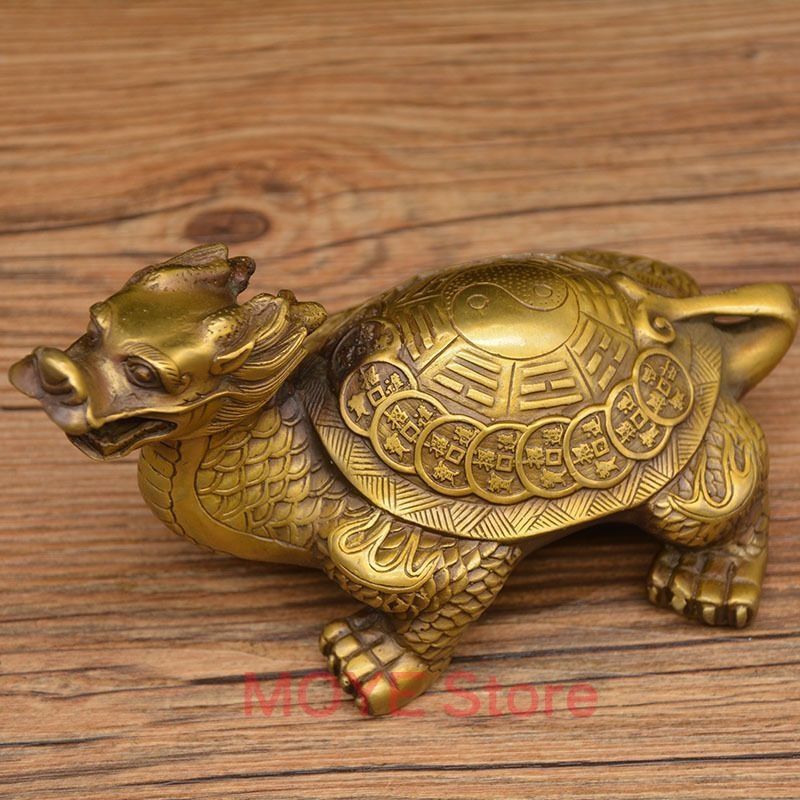龍亀 龍 ゴールド 黄金 金 置物 オブジェ ドラゴン 亀 運気アップ 風水