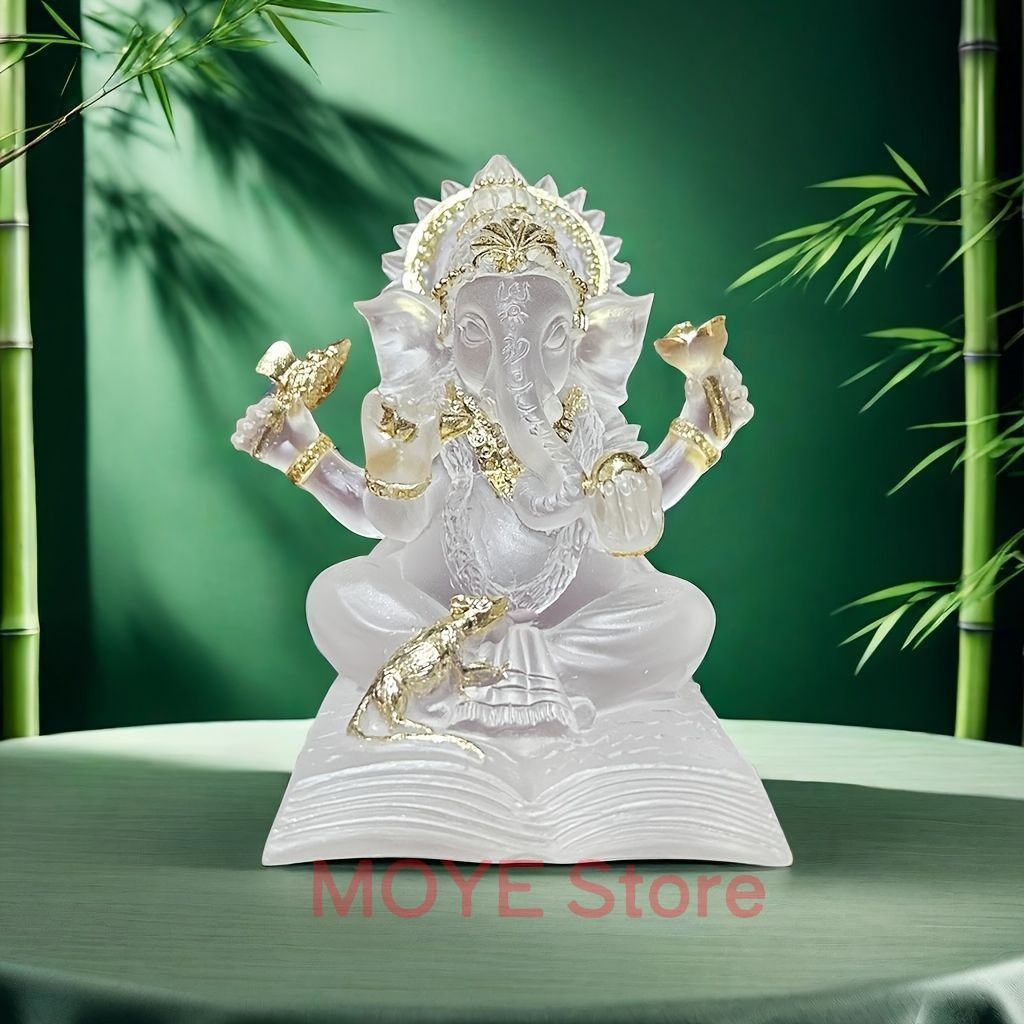 ガネーシャ 置物 お守り ホワイト オブジェ 開運 学問 学業 金運