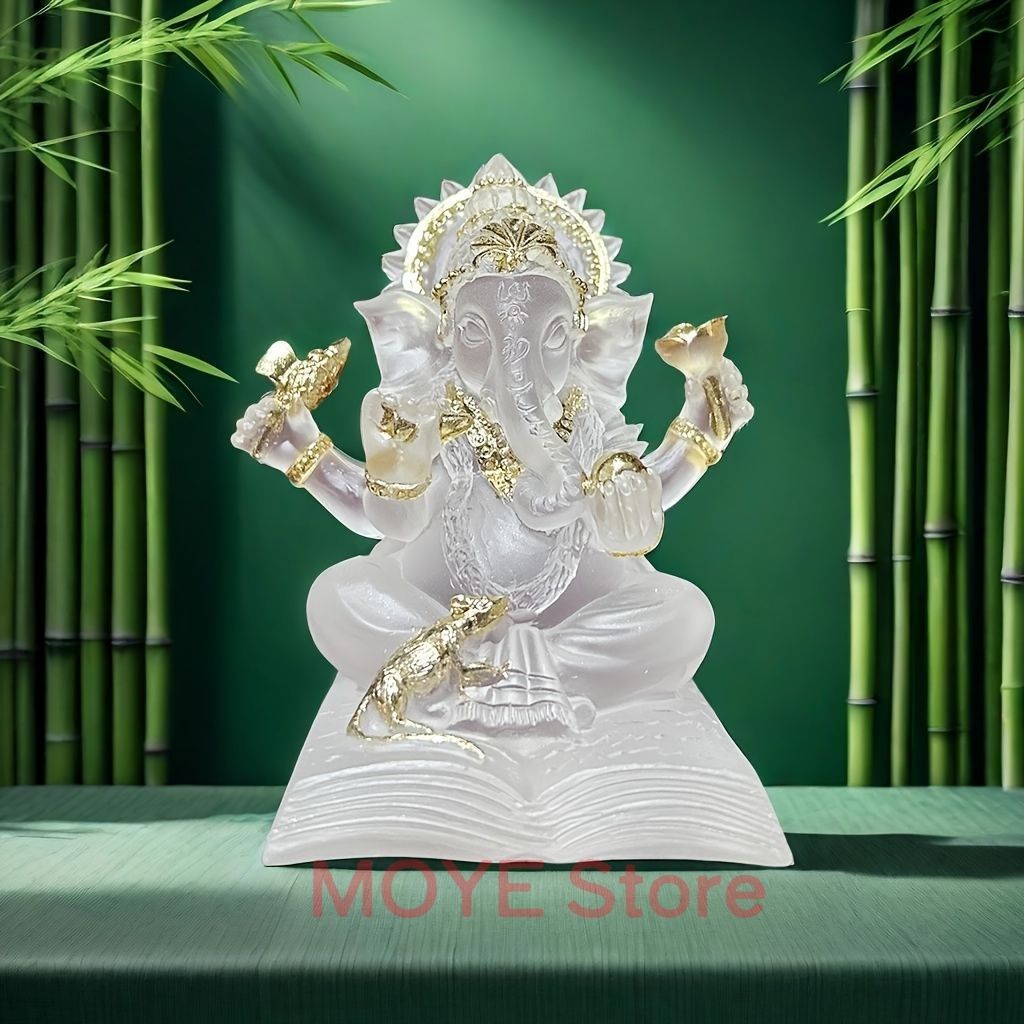ガネーシャ 置物 お守り ホワイト オブジェ 開運 学問 学業 金運