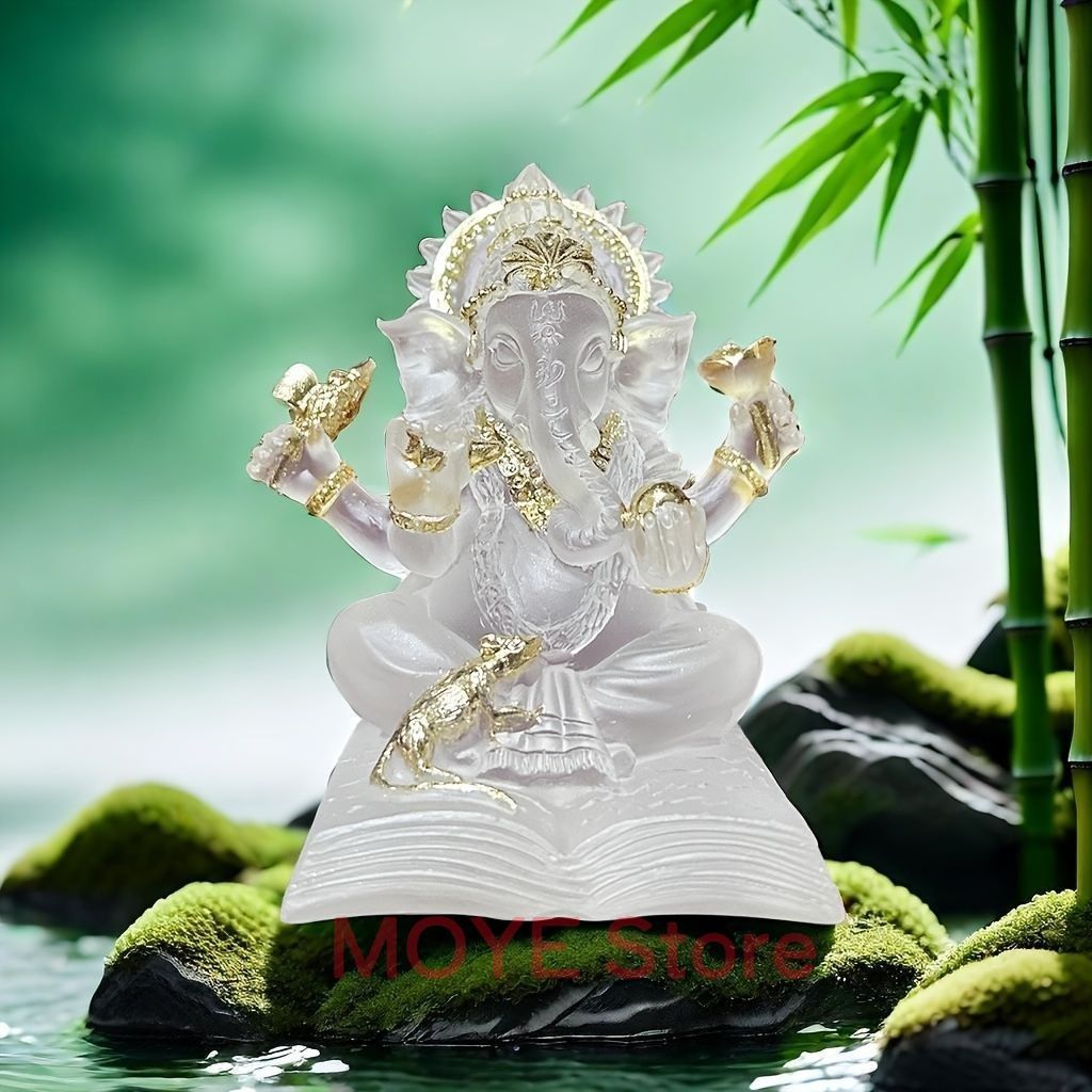 ガネーシャ 置物 お守り ホワイト オブジェ 開運 学問 学業 金運