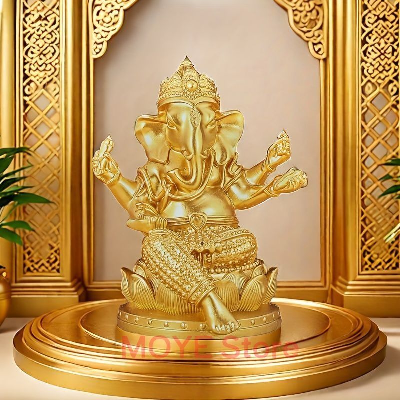 ガネーシャ 像 オブジェ 置物 黄金 インド 神話 商売繁盛 金運 財運 学