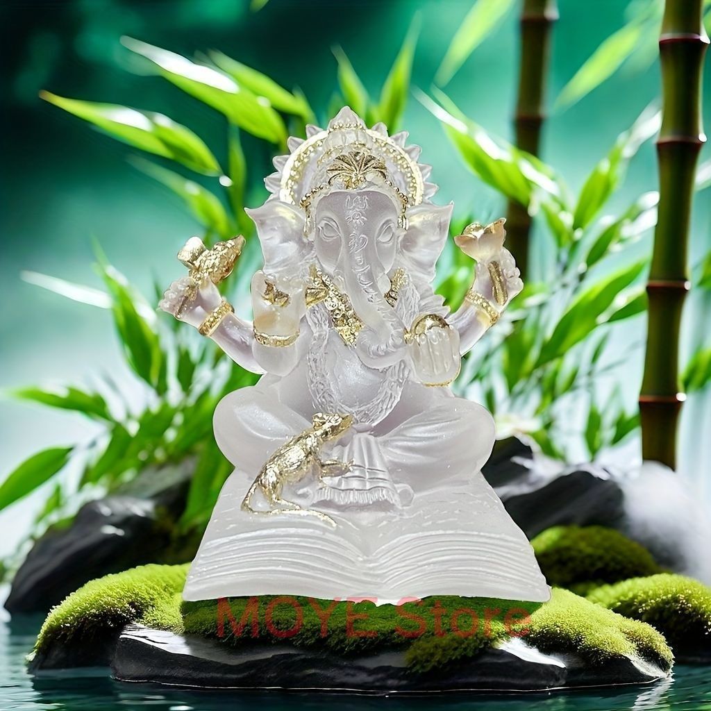 ガネーシャ 置物 お守り ホワイト オブジェ 開運 学問 学業 金運