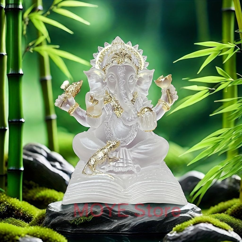 ガネーシャ 置物 お守り ホワイト オブジェ 開運 学問 学業 金運