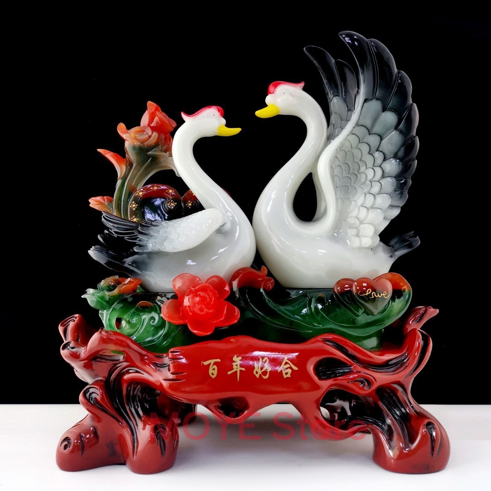 特大 白鳥 スワン つがい 置物 オブジェ 恋愛運 幸運 開運 家庭運 健康