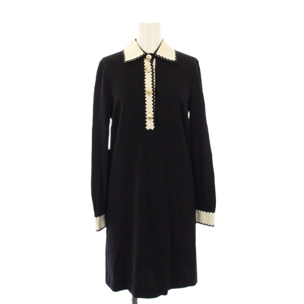 グッチ GUCCI シャツワンピース 長袖 ひざ丈 GGパールボタン XS 黒