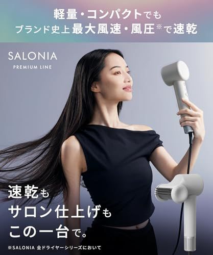 SALONIA サロニア スムースシャインスマートドライヤー グレー ヘアドライヤー 大風量 速乾 マイナスイオン b 3410 a 1 e